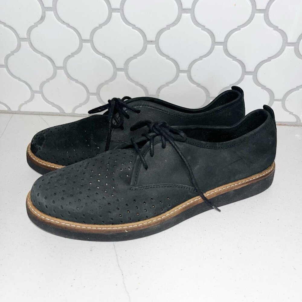 Women's Clarks Glick Resseta Oxford Black Nubuck Size 8.5